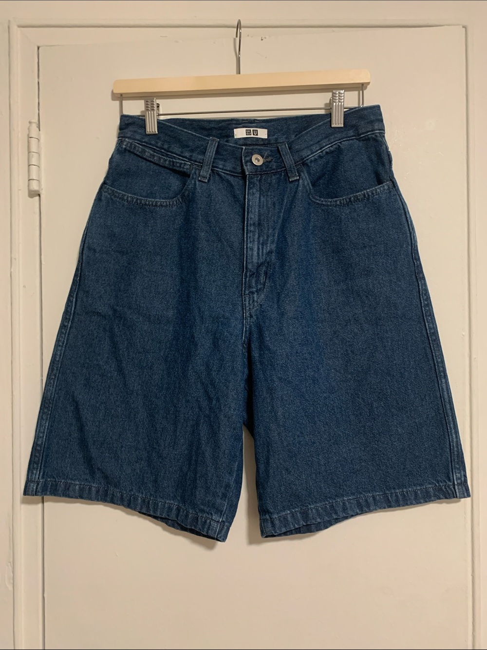 Uniqlo Wide Leg Dark Blue Denim Shorts